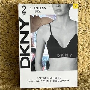 DKNY Seamless Bra 2-Pack - Black & beige Sz small
